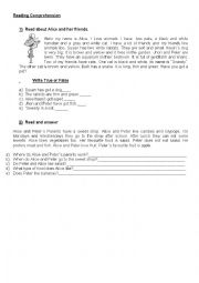 English Worksheet: Readig Comprehension