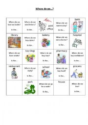 English Worksheet: where do we....? memory game