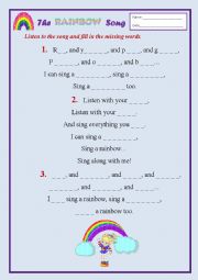 English Worksheet: Colours of the Rainbow