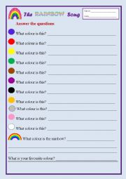 English Worksheet: Colours of the Rainbow