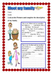 English Worksheet: Meet my family