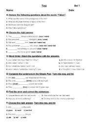 English Worksheet: TEST PAST SIMPLE