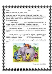 English Worksheet: Four Blind Men and An Elephant
