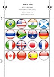 English Worksheet: Countries Bingo Part Seven