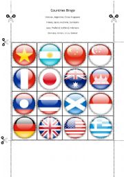 English Worksheet: Countries Bingo Part Eight
