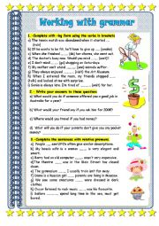 English Worksheet: WORKING WITH GRAMMAR