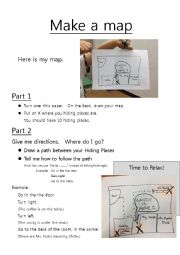 English Worksheet: Make a Map (Scavenger Hunt, Part 3)