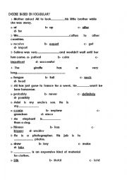 English Worksheet: choose based on vocabulary part 1