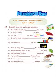 English Worksheet: Prepositions of place