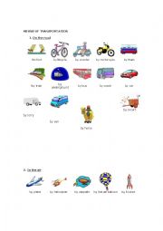 English Worksheet: Means of transportation