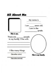 English Worksheet: all about me