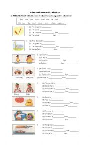 English Worksheet: adjective comparison