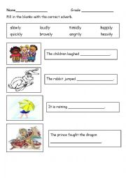 Adverb of Manner Worksheet