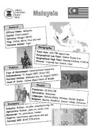 English Worksheet: ASEAN nations fact file - Malaysia