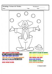 English Worksheet: Clown for Painting