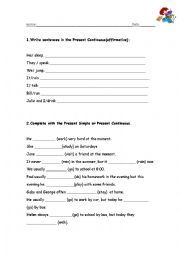 English Worksheet: Revisions present simple and present continuos
