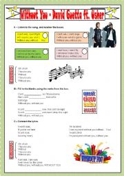 English Worksheet: WITHOUT YOU - DAVID GUETTA FT. USHER