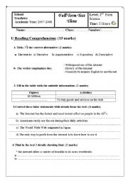 English Worksheet: full term test3
