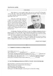 English Worksheet: Ricky Martin Global Test