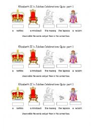 English Worksheet: The Queens Diamond Jubilee Quiz- Part 1