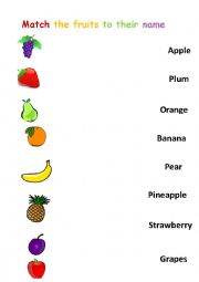 English Worksheet: Match the fruits