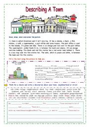 town describe describing city worksheet easy vocabulary village esl activity students another