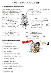 English Worksheet: Families