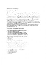 English Worksheet: reading comprehension, mystery of the sleeping russian.