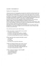 English worksheet: reading comprehension, mystery of the sleeping russian.