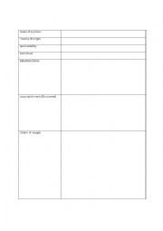 English worksheet: Explorers project planning sheet