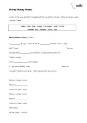 English worksheet: Money Money Money (ABBA) - Listening Comprenesion