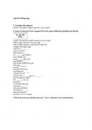 English worksheet: song -I got the feeling