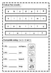 English Worksheet: More Vowels