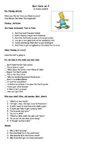 English Worksheet: The Simpsons- Bart gets an F