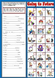 English Worksheet: Going to future