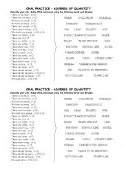 English Worksheet: ADVERBS OF QUANTITY for oral practice