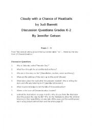 English worksheet: Cloudy with a Chance of Meatball by Judi Barret