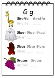 Alphabet Writing Worksheet G