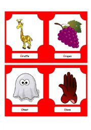 English Worksheet: Alphabet Words - G (flash cards)