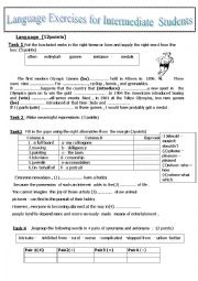 Language exercises for intermediate students
