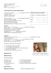 English Worksheet: Song - What doesnt kill you (by Kelly Clarkson)