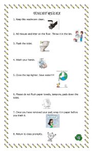 English Worksheet: Toilet Rules