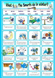 English Worksheet: The Smurfs daily routine third person singular