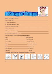English Worksheet: present continuous revision
