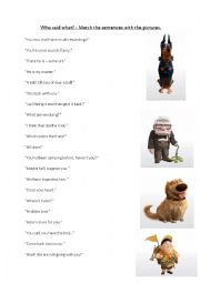English Worksheet: Task Up Pixar Who Said What