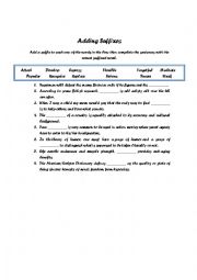 English Worksheet: Adding Suffixes