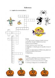 English Worksheet: Halloween crossword puzzle