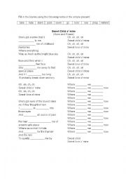 English Worksheet: Sweet child o mine by Guns and Roses (Simple Present Activity)