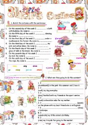 English Worksheet: Shortcake present simple, days of the week and 
