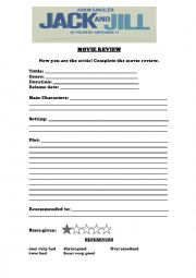 English Worksheet: Jack and Jill: Movie review